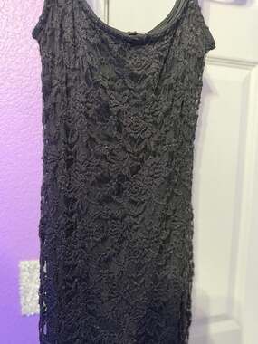 bebe Black Floral Lace Sleeveless Maxi Dress